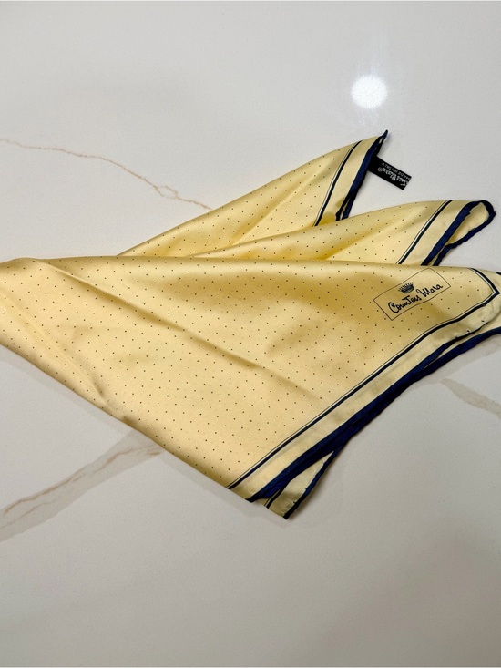 countess mara Other - Countess Mara 100% Silk Yellow Polka Dot Pocket Square with Navy Trim